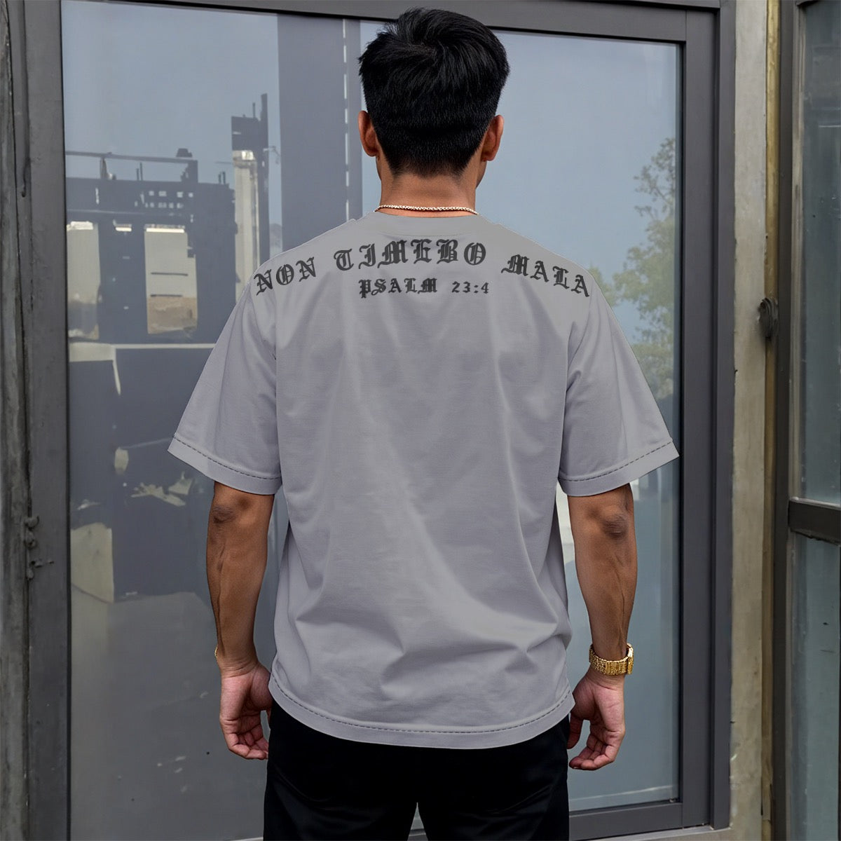 NON TIEMBO MALA PSALM 23:4 drop shoulder Tee